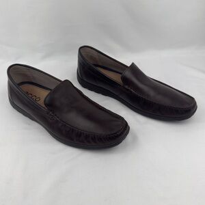 Ecco Classic Dark Brown Leather Slip-On Loafers Comfort